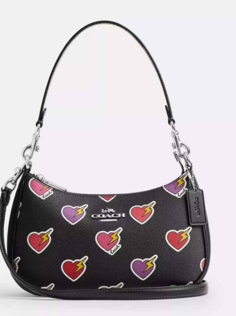 Coach Black Heart Lightning Leather Shoulder Bag